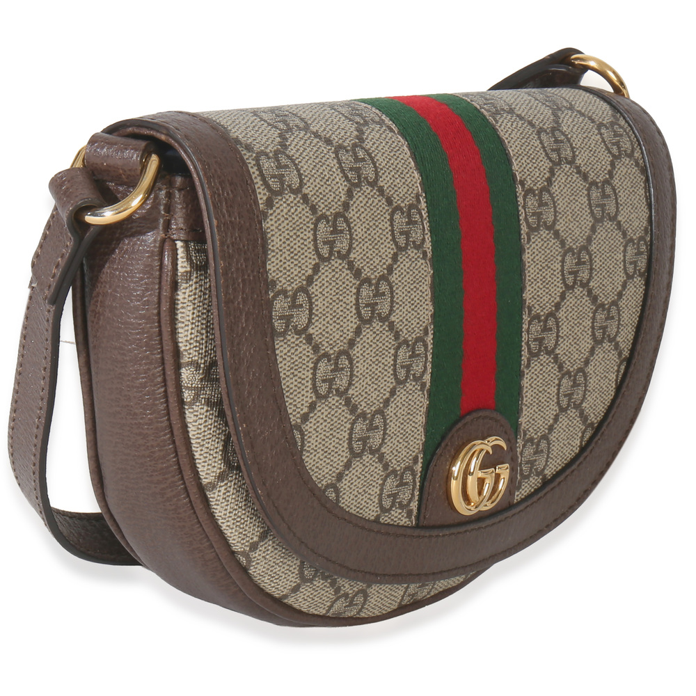 Gucci Beige GG Supreme Canvas Ophidia GG Curved Flap Bag - Picture 3 of 8